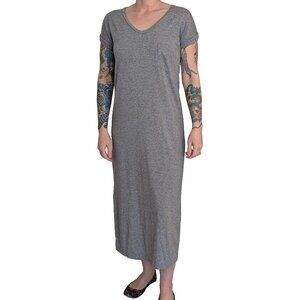 Cuyana Gray Midi Rolled Sleeve T-Shirt Dress | S